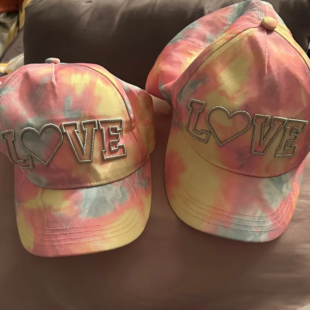Colorful Tie-Dye Kids Hat with Love Embroidery -Preloved